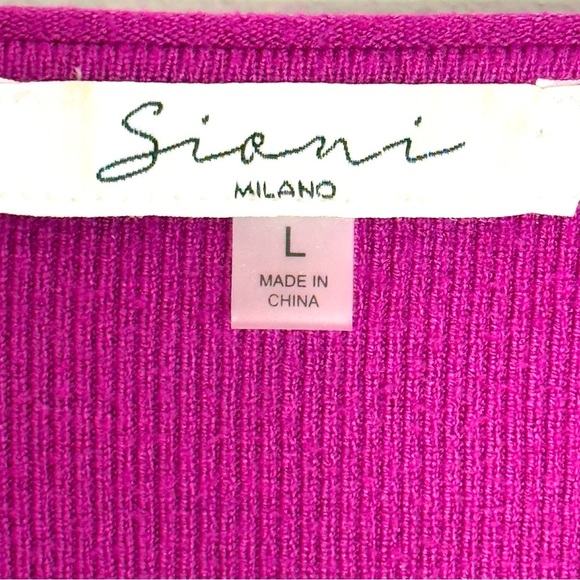 Sioni Magenta Fringed Sleeve Sweater Size L - Picture 6 of 7